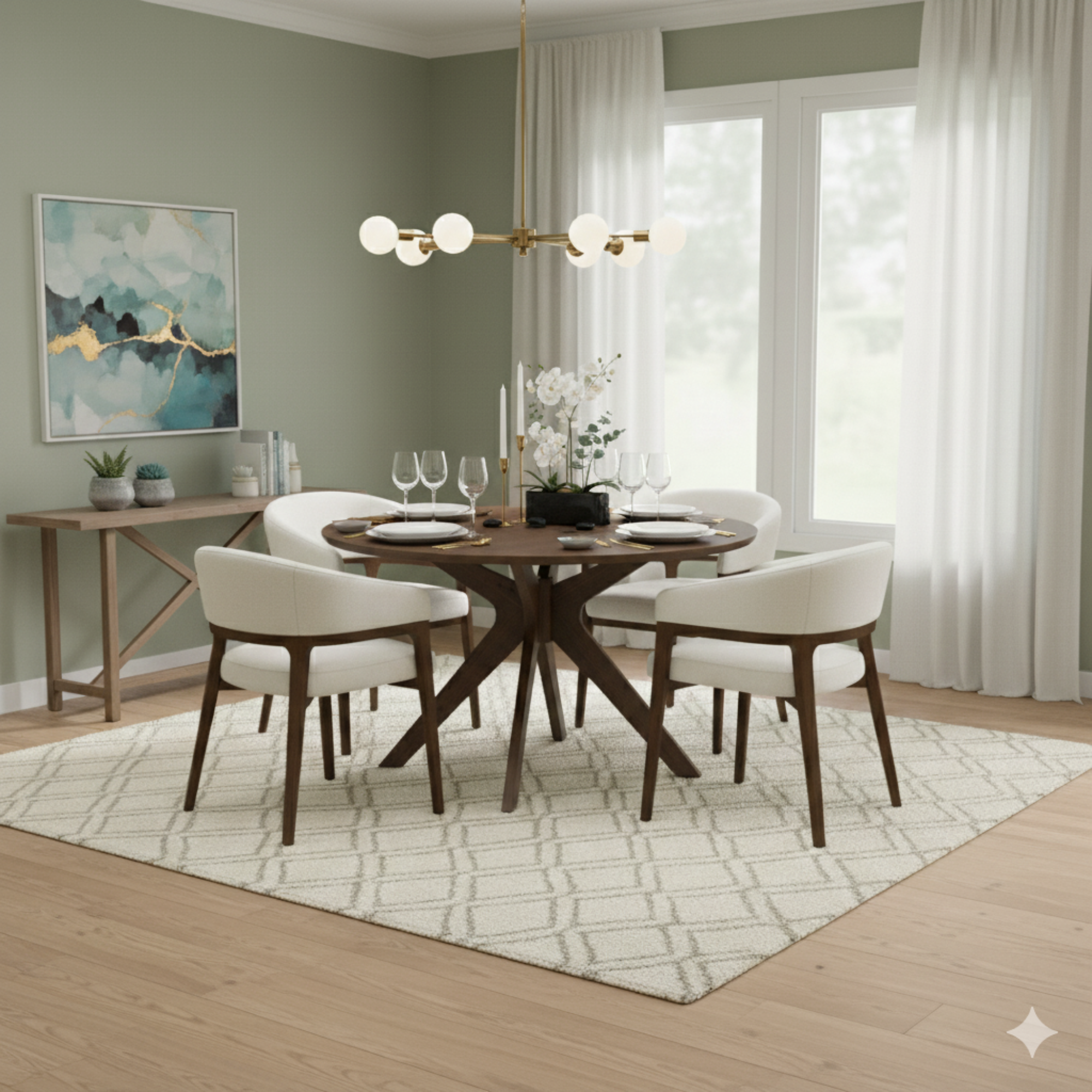 Corinne Dining Table: Walnut Finish